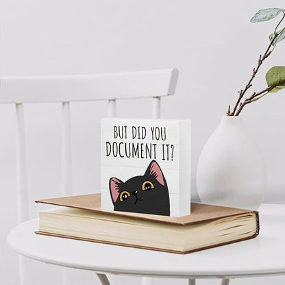 mmiishe Did You Document It Cute Cat Desk Accessories for Coworkers Women | Funny Cat Themed Gifts for Women Colleagues Men Cubicle Accessories for Office Meeting Rooms Study Rooms Bedroom 5 x 5 Inches