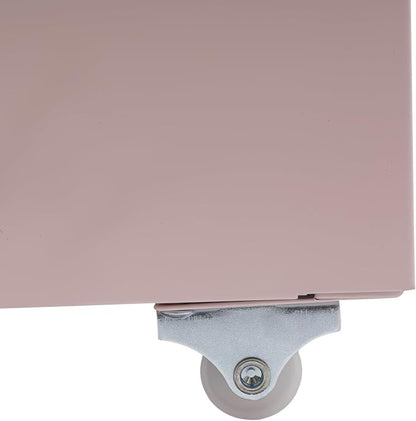 3 Drawers File Cabinet Locking Vertical File Cabinet Under Desk Small File Cabinet with Wheels for Home Office (Pink)