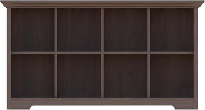 OSCHF Cube Shelf Bookcase with Base - Wooden 2 Tiers Floor Standing Low Storage Cabinet for Home and Office, 8-Cube Lattice Bookshelf, Walnut