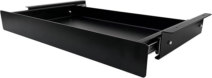 19 inch Slim Under Desk Pull-Out Storage Office Mounted Sliding Metal Drawer for Standing Desk,Black