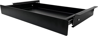 19 inch Slim Under Desk Pull-Out Storage Office Mounted Sliding Metal Drawer for Standing Desk,Black