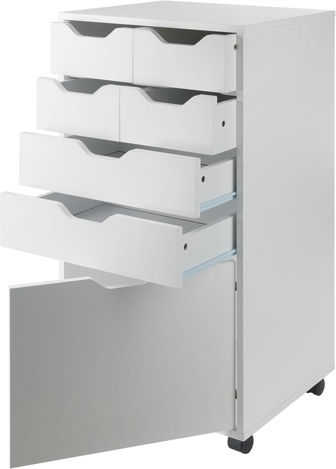 Winsome Halifax Mobile Storage Cabinet with 7 Drawers in White, Stylish & Functional Home Storage Cabinet for Filing, Kitchen Organization, Moveable Furniture for Office, Dorms, Apartments