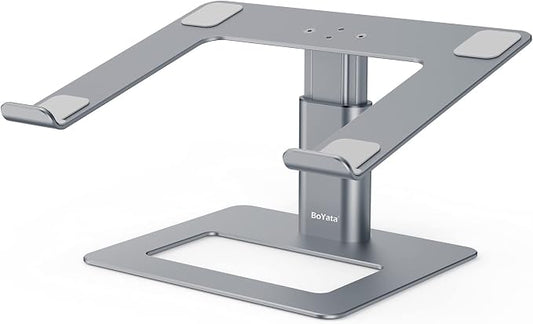 BoYata Laptop Stand, Ergonomic Aluminum Height Adjustable Computer Stand Laptop Holder for Desk, Compatible with MacBook Pro/Air, Dell, Lenovo, HP, Samsung, More Laptops 11-17"