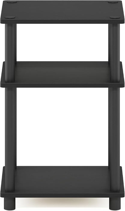 Furinno JUST Side Table, 3-Tier End Table, Open Shelves Night Stand, Bedside Table, Toolless Assembly, for Living Room, Bedroom, Bathroom, Americano