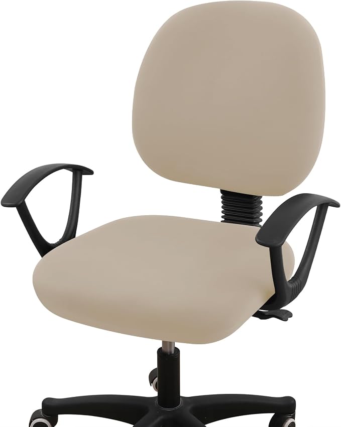 Smiry Stretch Printed Office Computer Chair Covers, Universal Washable Removable Desk Rotating Chair Slipcovers Protector, Seat + Backrest Cover - Taupe