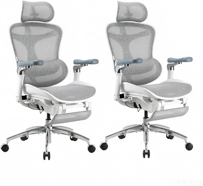 SIHOO Doro C300 Pro Ergonomic Office Chair with Footrest, Ultra-Soft 6D Armrests, Dynamic Lumbar Support, Seat Depth Adjustment and Adjustable Backrest, Big and Tall Desk Chair 2 Packs (Grey)