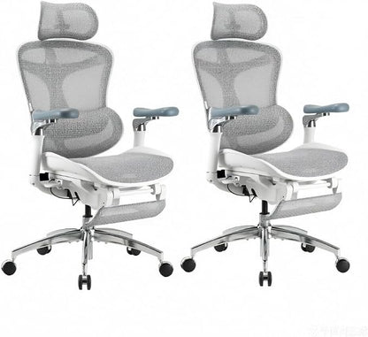 SIHOO Doro C300 Pro Ergonomic Office Chair with Footrest, Ultra-Soft 6D Armrests, Dynamic Lumbar Support, Seat Depth Adjustment and Adjustable Backrest, Big and Tall Desk Chair 2 Packs (Grey)