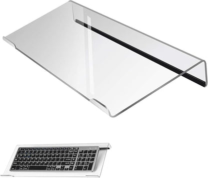 Computer Keyboard Stand，Acrylic Keyboard Tray with Rubber Strip，Ticker Acrylic Riser（Holder） for Easy Ergonomic Typing and Working at Home and Office (EITZJ-01) (Black)