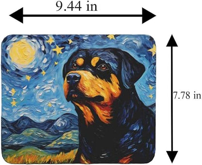 Starry Night Dog Mouse Pad for Home Office Gaming Working Desk Computer Desktop Accessories Non-Slip Rubber Mouse Pad for Dog Lovers (Rottweiler)