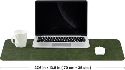 Distressed Leather Desk Mat - Non-Slip PU Desk Pad for Office and Home - Desk Organization and Accessories - Ideal for Large Mouse Pad and Desk Mats on Top of Desks(Forest Green,27.6"x 13.8")
