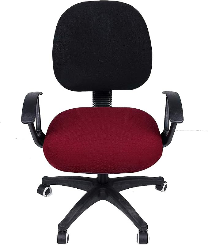 Smiry Stretch Jacquard Office Computer Chair Seat Covers, Removable Washable Anti-dust Desk Chair Seat Cushion Protectors - Burgundy