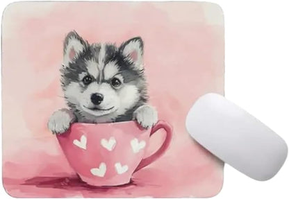 TUBBIE BASIC Mousepad Puppy in Tea Cup Mouse Pad Desktop Laptop Computer Accessories Home Office Gaming Work Desk Computer Non-Slip Rubber gift for dogs lover mousepad coffee or tea (Alaskan Malamute)