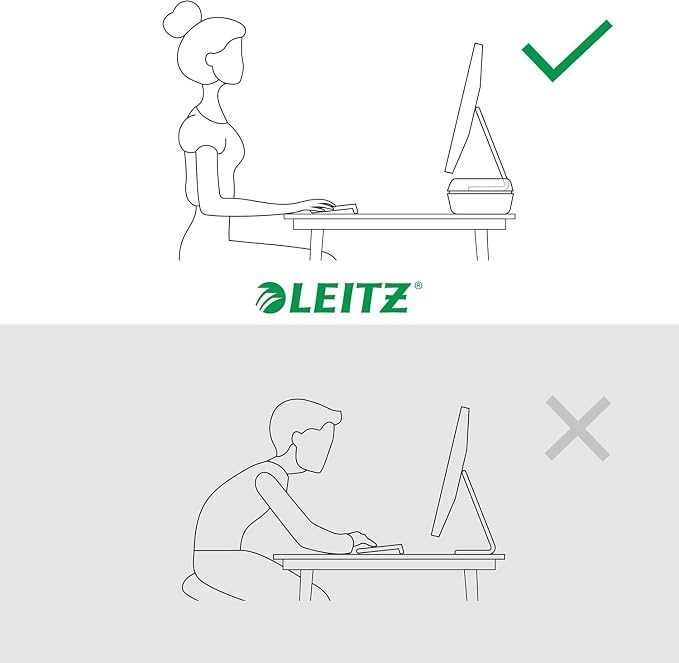 Leitz Ergo 65040089 Adjustable PC Monitor Stand, 2 Different Heights, Desktop Monitor Riser, Ergo Range, Dark Grey/White