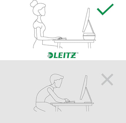 Leitz Ergo 65040089 Adjustable PC Monitor Stand, 2 Different Heights, Desktop Monitor Riser, Ergo Range, Dark Grey/White