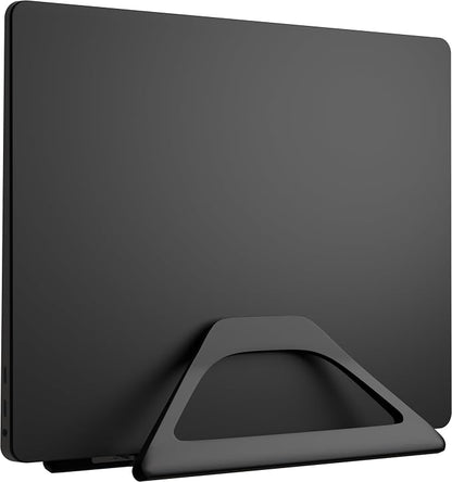 Elestoria Aluminum Vertical Laptop Stand with Gravity Auto-Lock – Adjustable Laptop Holder Vertical fits MacBook Pro/Air, Chromebook & Gaming Laptops up to 17.3" – Space-Saving Desktop Dock - Black
