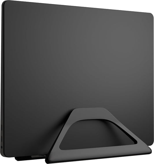 Elestoria Aluminum Vertical Laptop Stand with Gravity Auto-Lock – Adjustable Laptop Holder Vertical fits MacBook Pro/Air, Chromebook & Gaming Laptops up to 17.3" – Space-Saving Desktop Dock - Black