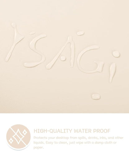 YSAGi Non-Slip Leather Desk Pad, Desk Matt for Desktop, Waterproof Laptop Computer Keyboard Mat, Table Protector Blotter Mat, Large Mouse Pad for Office/Work/Home/Decor(Beige, 35.4" x 17")