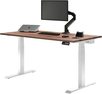 Desky Dual Hardwood Sit Stand Desk - Electric Standing Desk - Dual Motor,3 Stage Adjustable Height Desk - Solid Wood Whole-Piece Top - Standing Desk with Cable Management
