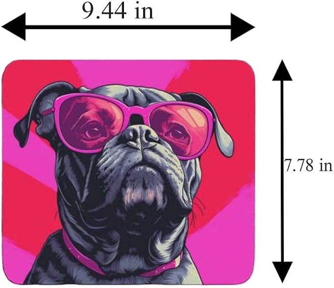 Pink Mousepad Glamour Dog Bullmastiff Mouse Pad for Home Office Gaming Working Desk Computer Desktop Accessories Non-Slip Rubber Mousepad for Dog Lovers
