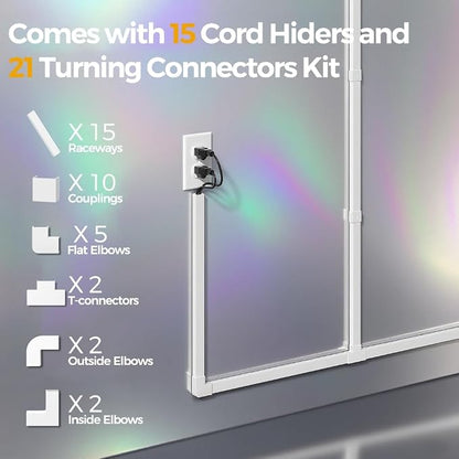 212.6in Cord Hider Kit, Cord Covers for 2-4 Wires on Wall, Self-Adhesive Cable Hider Wire Covers for Cords on Wall, Paintable Cord Hider for Walls Mount Tv, Cable Cover Raceway, W0.95 H0.55in, White