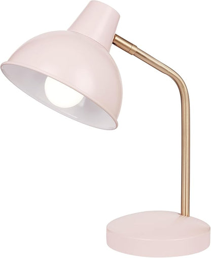 Globe Electric 67339 16 Inch Pink Desk Lamp with Gold Arm, in-Line On/Off Switch, Reading Light, Ideal for Bedroom, Dorm and Office