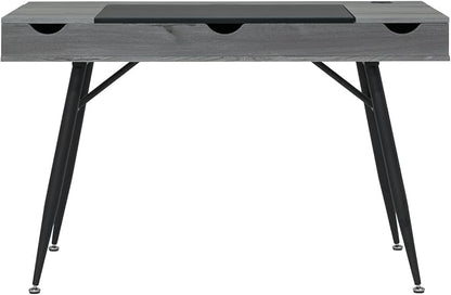 Calico Designs Nook Modern Office Laptop Writing Desk- 47.25″ Wide Home Workstation Space-Saving with Storage Compartments, Greywash