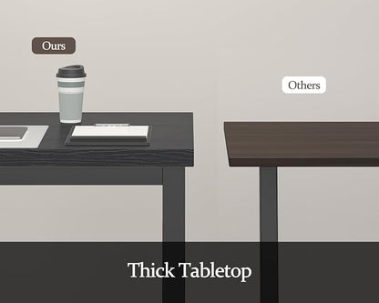 70.8 Inch Large Computer Desk, Modern Table with Thick Tabletop, Spacious Gaming Desk for 2 People, Study Writing Workstation for Home Office, Work from Home, Easy Assembly, Black