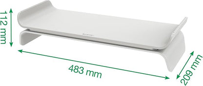 Leitz Ergo 65040085 Adjustable Monitor Stand with 2 Height Settings, 20.8 x 11.2 x 48.3 cm, Light Grey