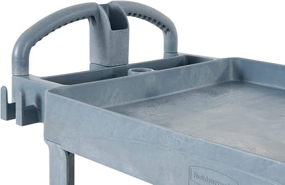 Rubbermaid Commercial Products BRUTE Heavy Duty 2-Shelf Utility/Service Cart, Medium, Lipped Shelves, Ergonomic Handle, 500 lbs. Capacity, Gray, for Warehouse/Garage/Cleaning/Maintenance/Stadiums