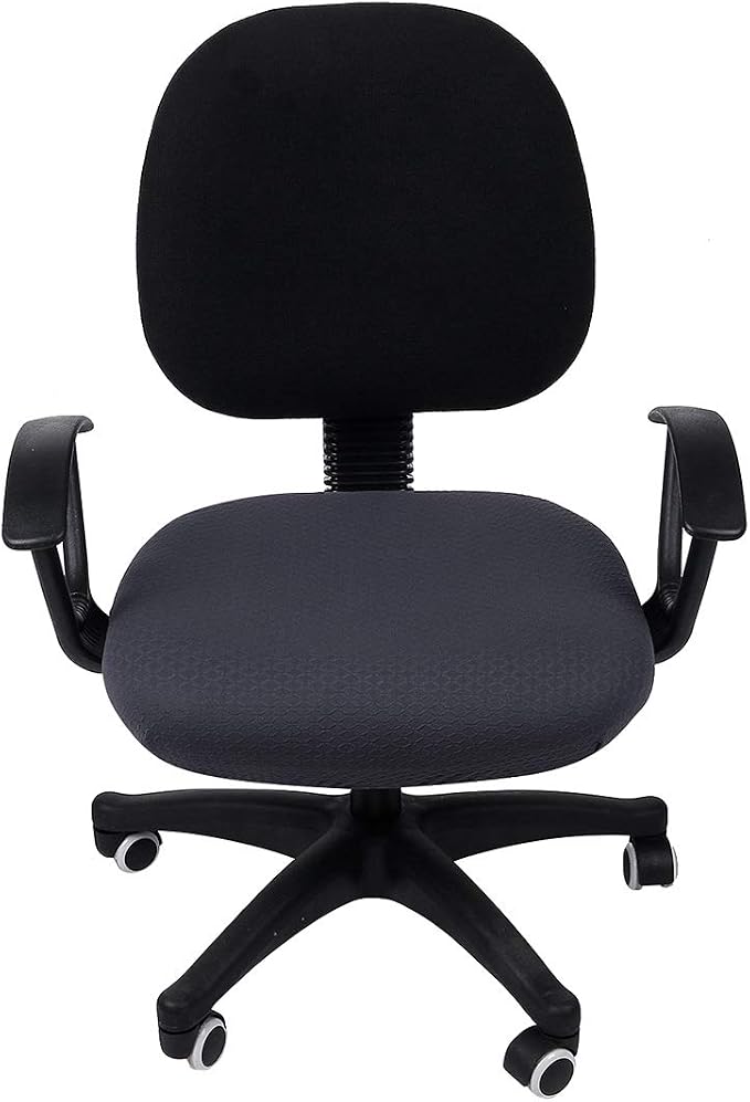 Smiry Stretch Jacquard Office Computer Chair Seat Covers, Removable Washable Anti-dust Desk Chair Seat Cushion Protectors - Dark Grey