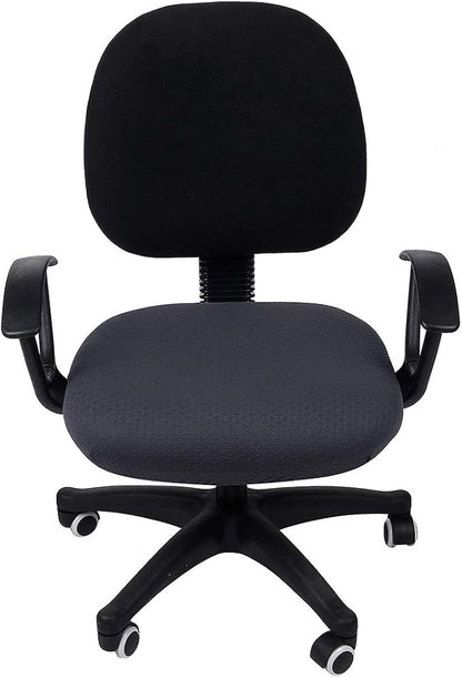Smiry Stretch Jacquard Office Computer Chair Seat Covers, Removable Washable Anti-dust Desk Chair Seat Cushion Protectors - Dark Grey
