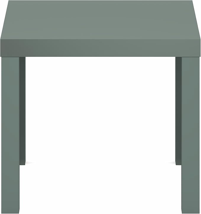 Furinno Classic Side Table, Square Modern End Table with 1.8" Triple Thick Tabletop, Simple Night Stand, Bedside Table, Toolless Assembly, for Living Room, Bedroom, Sage Green