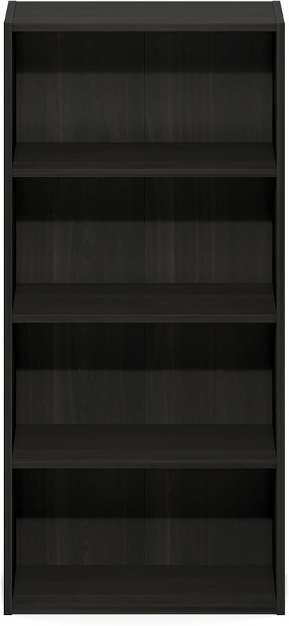 Furinno Basic Book Shelf, 4-Tier Bookcase with Open Shelf, Bookshelf, Cube Storage Organizer, 7 x 17 x 35, for Living Room, Bedroom, Home Office, Espresso
