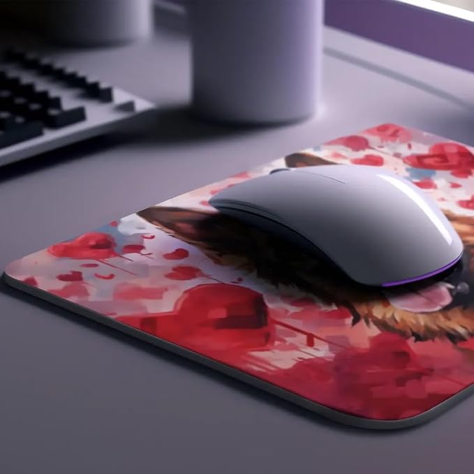German Shepherd Mouse Pad Dog with Red Hearts Pattern Non-Slip Rubber Mouse Pad Puppy in Love Mouse Pad for Home Office Work Desk Computer Desktop Laptop for Dog Lovers