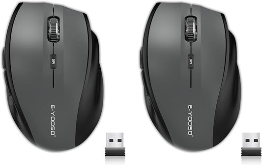 E-YOOSO Wireless Mouse for Laptop, Portable Optical Computer Mouse, 6 Buttons, Cordless 2.4GHz with USB Receiver, 5-Level 4800 DPI, 18 Months Battery Life for PC Chromebook Windows Mac