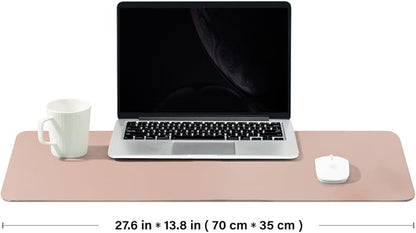 Leather Desk Mat - Non-Slip PU Desk Pad for Office and Home - Desk Organization and Accessories - Ideal for Large Mouse Pad and Desk Mats on Top of Desks (Pink,27.6"x 13.8")