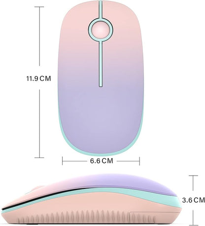 Unipows Wireless Mouse - 2.4G Slim Portable Computer Mouse with Nano Receiver, Less Noise Mobile Optical Mice for Notebook, PC, Laptop, Computer, Mac (Gradient Pink to Purple)