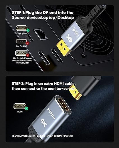 Highwings 4K DisplayPort to HDMI Adapter 10 Pack, Uni-Directional Display Port DP to HDMI Adaptor Converter Male to Female(1080p 120Hz), for AMD NVIDIA Dell HP Laptop HDTV Monitor Projector, [Passive]