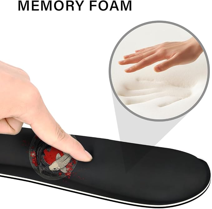 Desk Pad and Keyboard Wrist Rest, Large Mouse Pad + Keyboard Pad+Mouse Wrist Support, Non-Slip Desk Mat Protector for Office, Home 31.5×11.8 Inches Black and White Fish