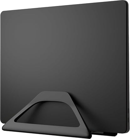 Elestoria Aluminum Vertical Laptop Stand with Gravity Auto-Lock – Adjustable Laptop Holder Vertical fits MacBook Pro/Air, Chromebook & Gaming Laptops up to 17.3" – Space-Saving Desktop Dock - Black
