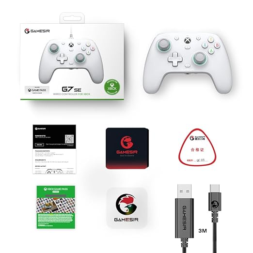 GameSir G7 SE Wired Controller for Xbox Series X|S, Xbox One & Windows 10/11, Plug and Play Gaming Gamepad with Hall Effect Joysticks/Hall Trigger, 3.5mm Audio Jack (White)