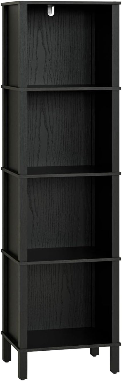 Bookshelf, Modern 5-Tier Bookcase, Open Storage Book Shelf, 11 × 14.2 × 50.4 Inches, Small Narrow Bookshelves for Living Room, Home Office, Bedroom, Black