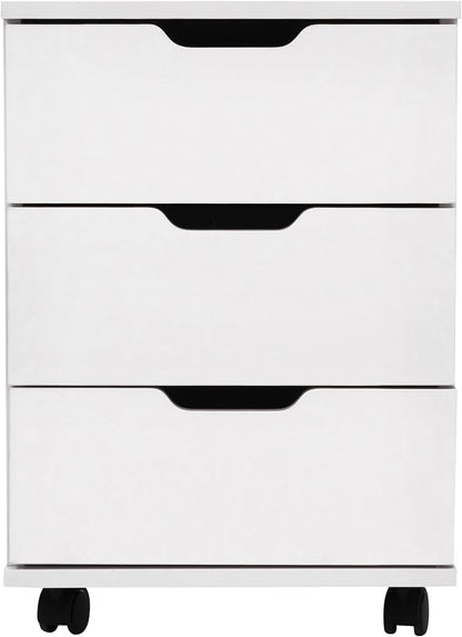 Farini 3-Drawer Vertical Filing Cabinet Rolling Wood Mobile File Cabinets Under Desk for Home Office with Casters，White,Fully-Assembled