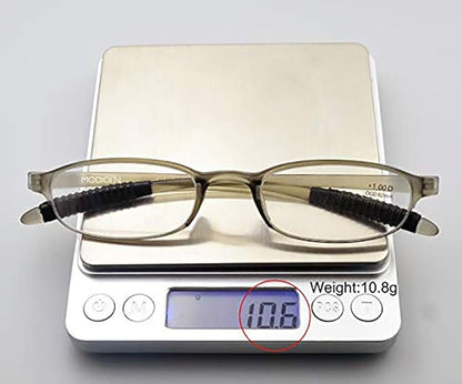 Lightweight Reading Glasses Grey Frame,Flexible(Memory Plastic) Readers, Men and Women