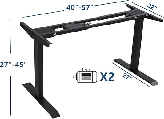 63 Inch Dual Motor Electric Standing Desk, Height Adjustable Sit Stand Desk with Memory Control and Spacious Desktop for Home Office