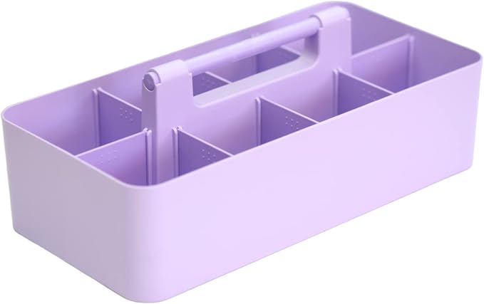 -Large Portable Caddy, DIY Dividers, 8 Compartments, School Office Supplies Home Business Basket with Handle Storage Organize Made in USA (10 PACK, Lavender)