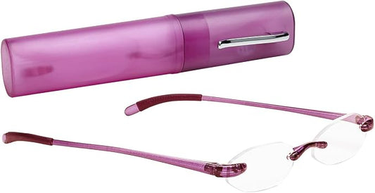Select-A-Vision Flexi Lights Rimless Round Unisex Readers, Pink, +1.25