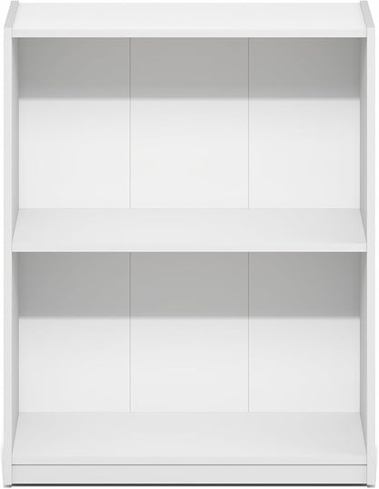 Furinno Gruen Book Shelf, 2-Tier Small Bookshelf, Bookcase with Open Shelf, 9.3 x 21.8 x 27, for Organization and Storage, for Living Room, Bedroom, Home Office, White