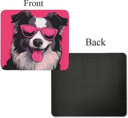Pink Mousepad Glamour Dog Australian Shepherd Mouse Pad for Home Office Gaming Working Desk Computer Desktop Accessories Non-Slip Rubber Mousepad for Dog Lovers