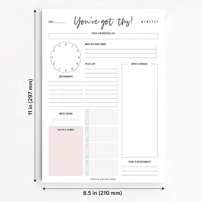Boost Productivity with Undated Daily Planner - 50 Tear-Off Sheets - Goal Setting, Tasks & Notes - Organization & To-Do List (8.5 x 11)
